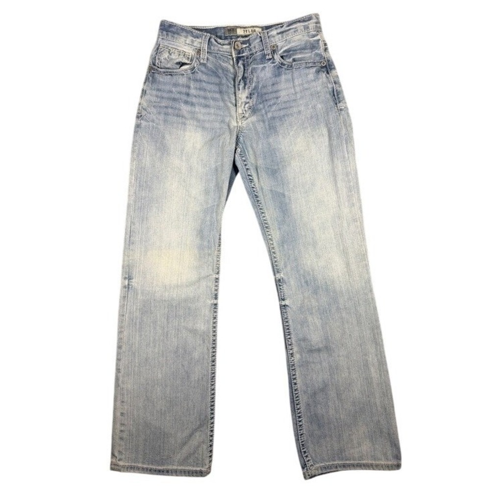 BKE Tyler Mens Light Wash Straight Leg Jeans 30R Blue Faded ABM4325